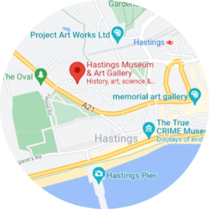 A Google Map of where Hastings Museum is in Hastings